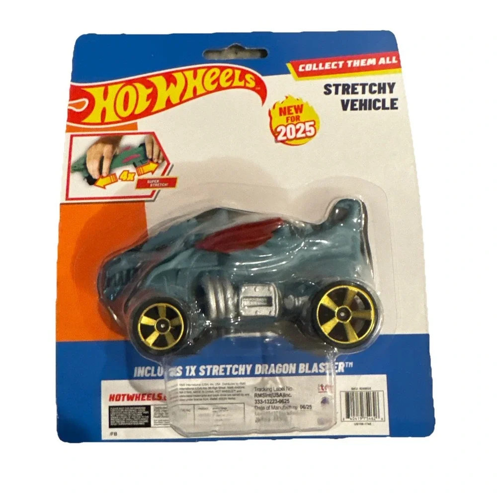 Hot Wheels Dragon Blaster Stretchy Vehicle 2025 Blue Red Silver Yellow Car RMS